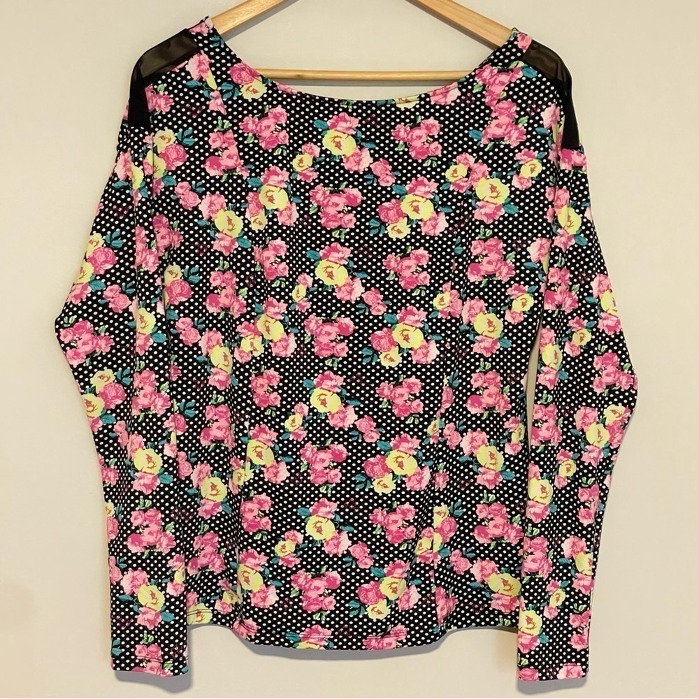 Betsey Johnson Polka Dot Floral Princess Cut Top - Picture 3 of 7